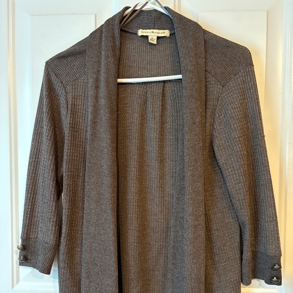 Debbie Morgan Brown Cardigan Shawl Collar Sweater, Size M - Picture 1 of 5